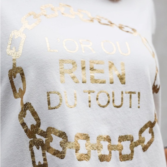 Anine Bing Ringo Tee in Goldie / Off white - Picture 7 of 10